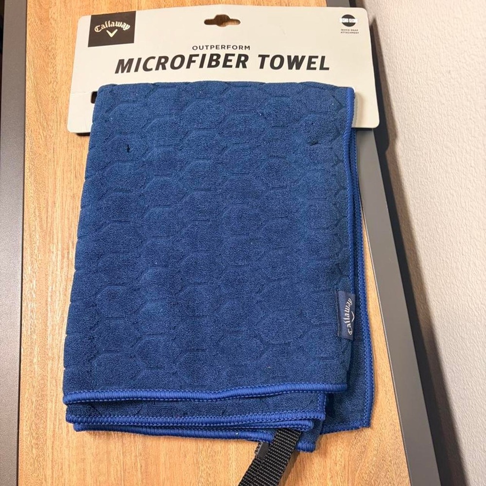 Callaway blue microfiber towel with textured pattern